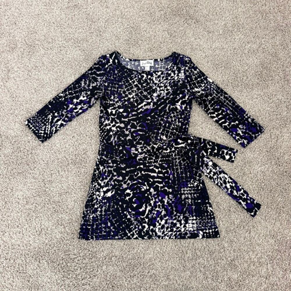 Joseph Ribkoff Mini Tunic Dress Women 4 Abstract Animal Print Tie Belt Attached
